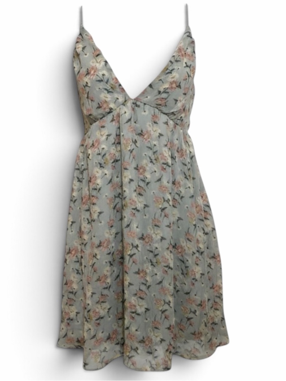 Y2K RSQ Babydoll Slip Dress Ditzy Floral Pistachio Green Crinkle Chiffon